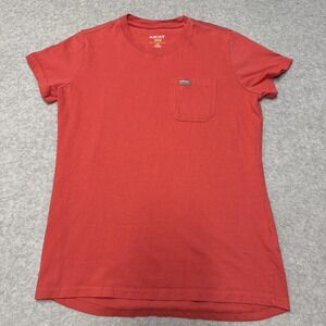 Ariat Shirt Womens M Red Rebar Cotton Pocket T Shirt Crew Neck Short Sleeve